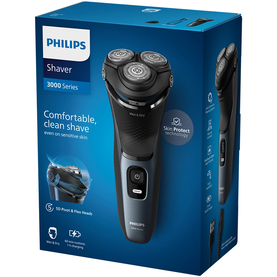 Philips Shaver 3000 Series Wet & Dry Electric Shaver S3144/00