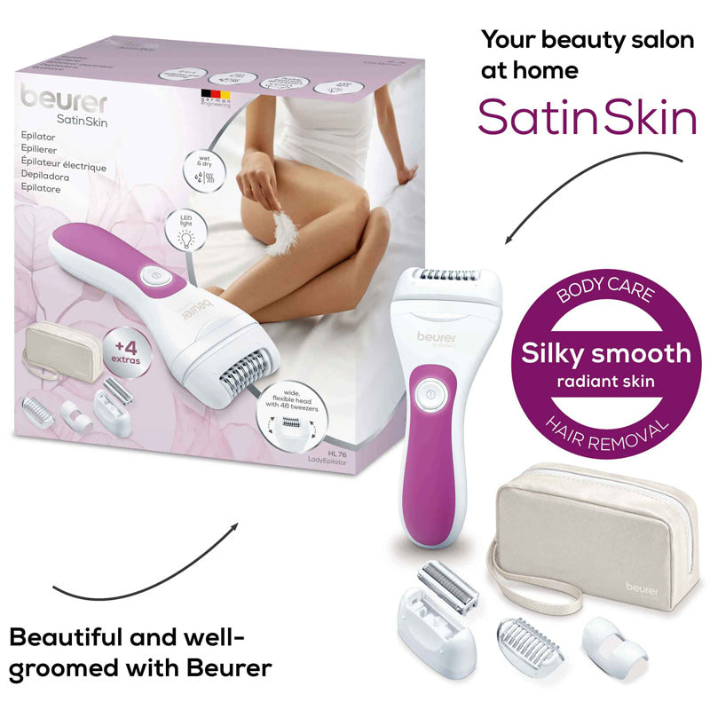 Beurer HL 76 wet and dry 2-in-1 epilator, cordless hair removal device, additional angle