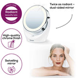 Beurer BS 49 Illuminated Cosmetics Mirror | LED Vanity Mirror with 5x Magnification (Original Germany)