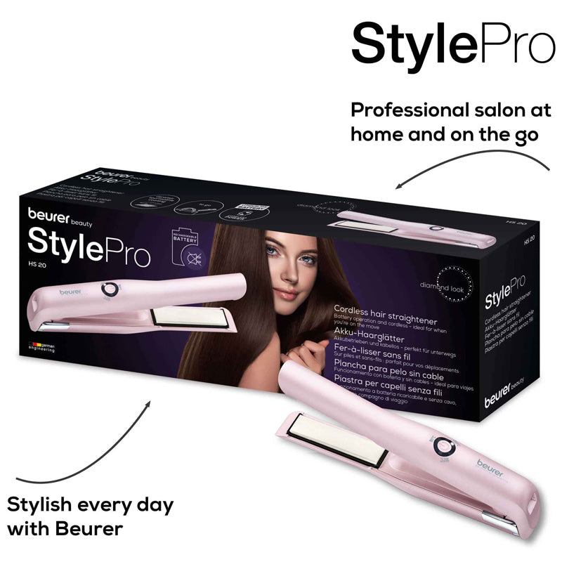 Beurer HS 20 Cordless Hair Straightener – Ceramic Flat Iron