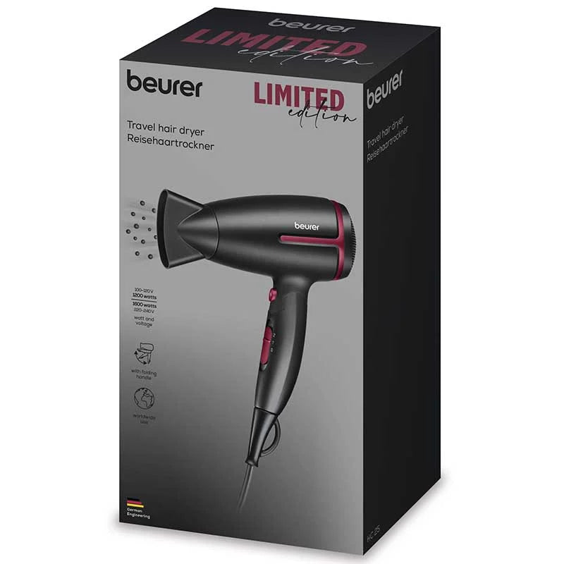 Beurer Travel Hair Dryer HC 25 Limited Edition – Compact Foldable Dryer