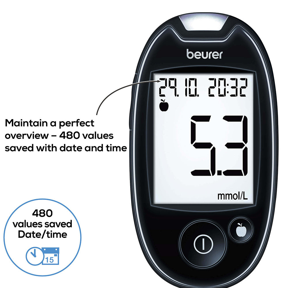 Beurer GL 44 Blood Glucose Monitor — Black (mg/dL)