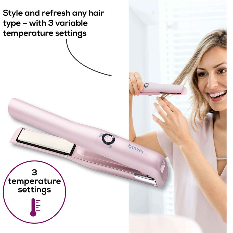 Beurer HS 20 Cordless Hair Straightener – Ceramic Flat Iron