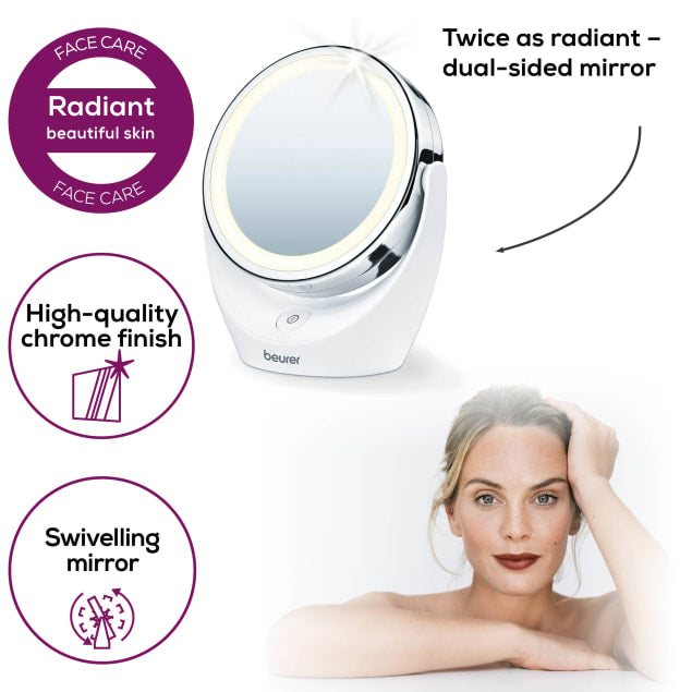 Beurer BS 49 Illuminated Cosmetics Mirror | LED Vanity Mirror with 5x Magnification (Original Germany)