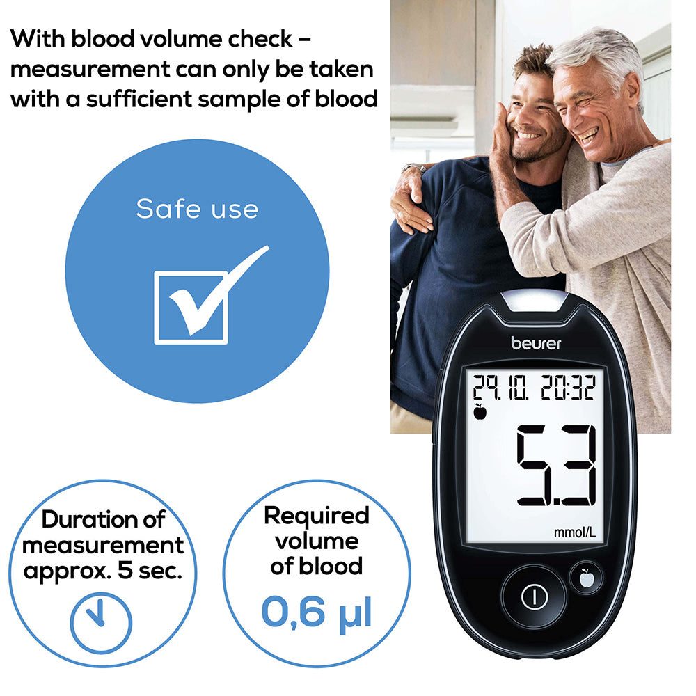 Beurer GL 44 Blood Glucose Monitor — Black (mg/dL)