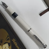 Pelikan Classic M205 Fountain Pen – White & Silver | Piston Filler | Made in Germany