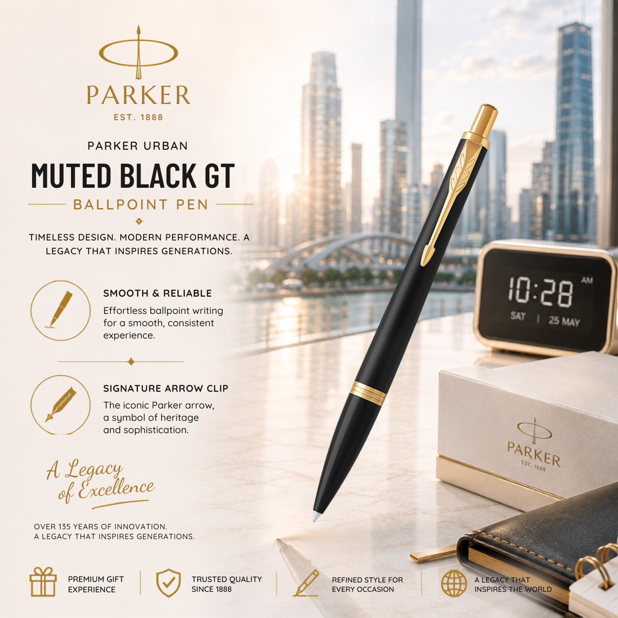 Parker Urban Metro Metallic Muted Black GT Ballpoint Pen