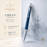 Parker Urban Premium Dark Blue CT Ballpoint Pen | Luxury Blue Writing Pen with Chrome Trim