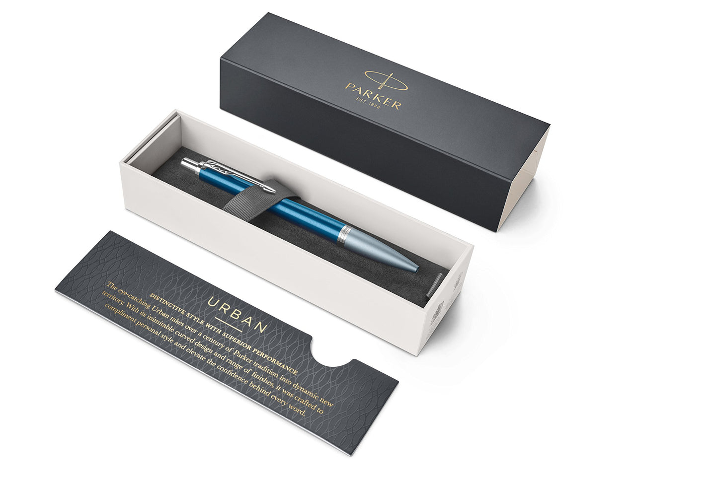 Parker Urban Premium Dark Blue CT Ballpoint Pen | Luxury Blue Writing Pen with Chrome Trim