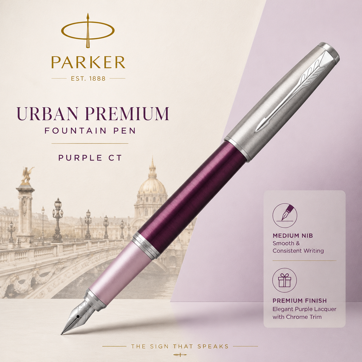 Parker Urban Premium Fountain Pen | Purple CT, Medium Nib