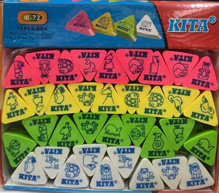 KITA K-72 Triangle Eraser 72pc/Box Erasers - Rubber
