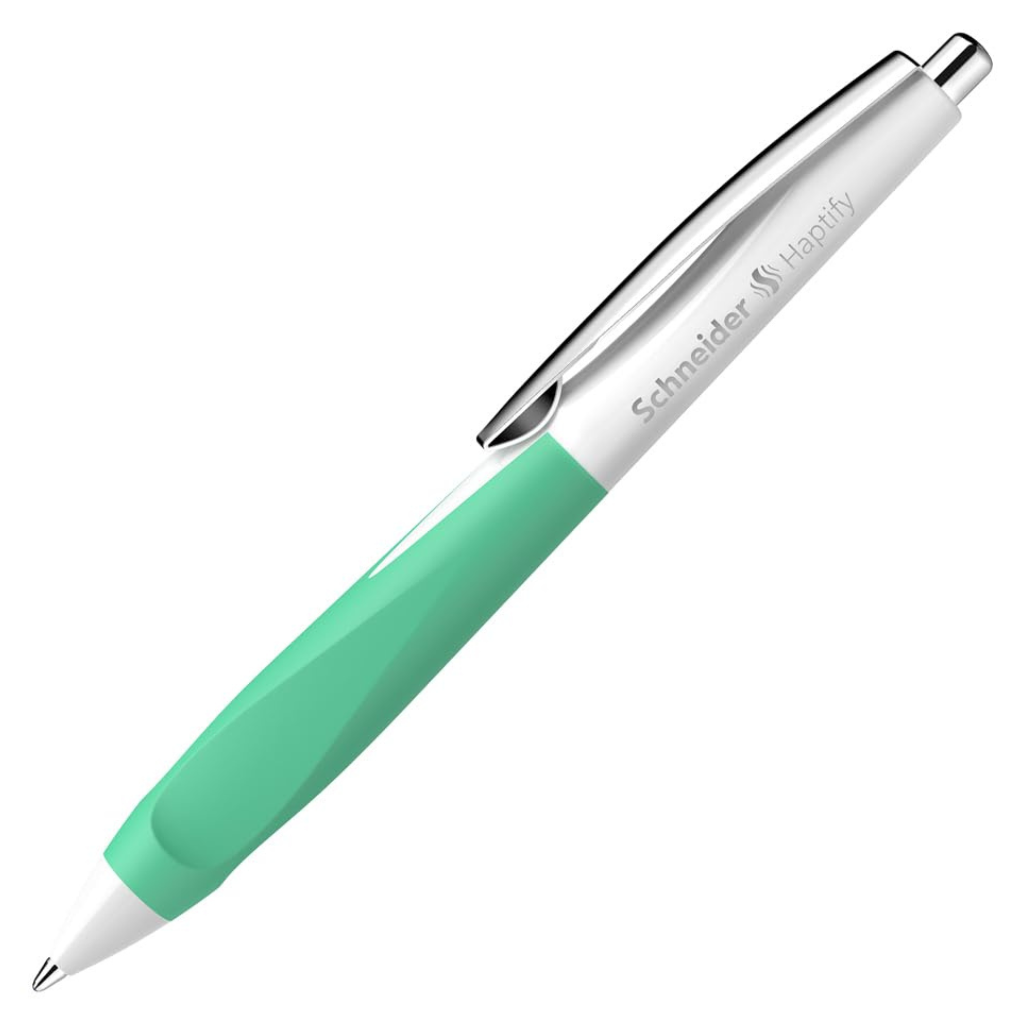 Schneider Haptify Ballpoint Pen — Mint White Barrel, Blue Ink (Medium Tip)