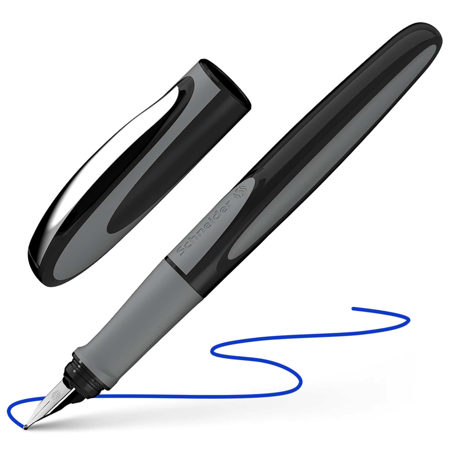 Schneider Ray Fountain Pen – Dark Blue with Light Grey Trim, M+ Nib
