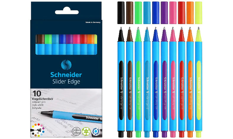 Schneider Slider Edge Ballpoint Pen – XB 1.4mm | Pack of 10 Assorted Colors