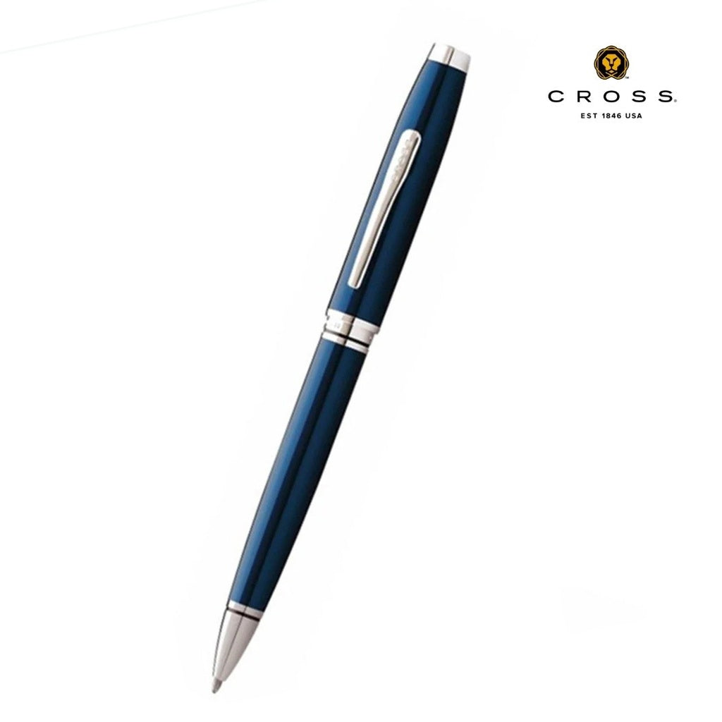 Cross Coventry Ballpoint Pen – Blue Lacquer with Polished Chrome (Blue Ink)