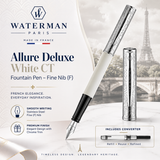 Waterman Allure Deluxe White CT Fountain Pen – Fine Nib (F)