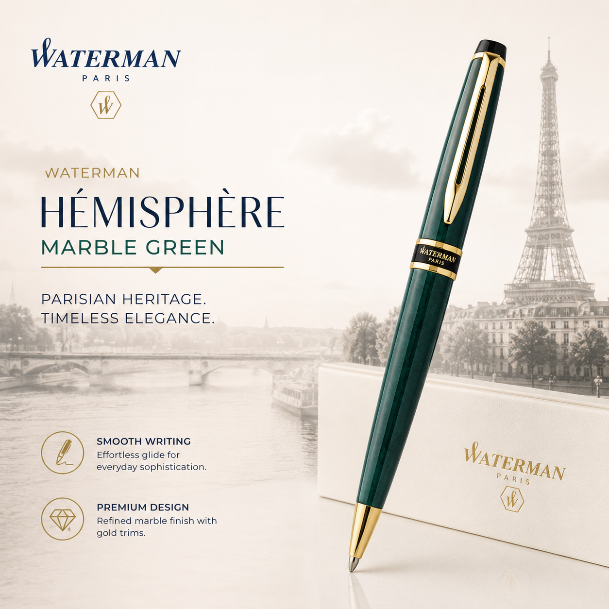 Waterman Hémisphère Marble Green Ballpoint Pen