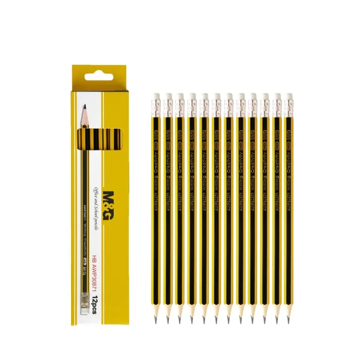 M&G Wooden Pencil with Eraser HB AWP 30871 Single Piece
