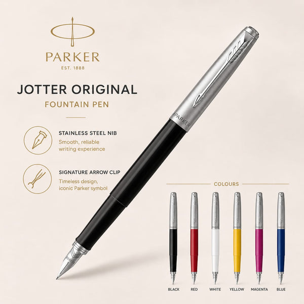 Parker Jotter Original fountain pen, 6 colours, stainless steel
