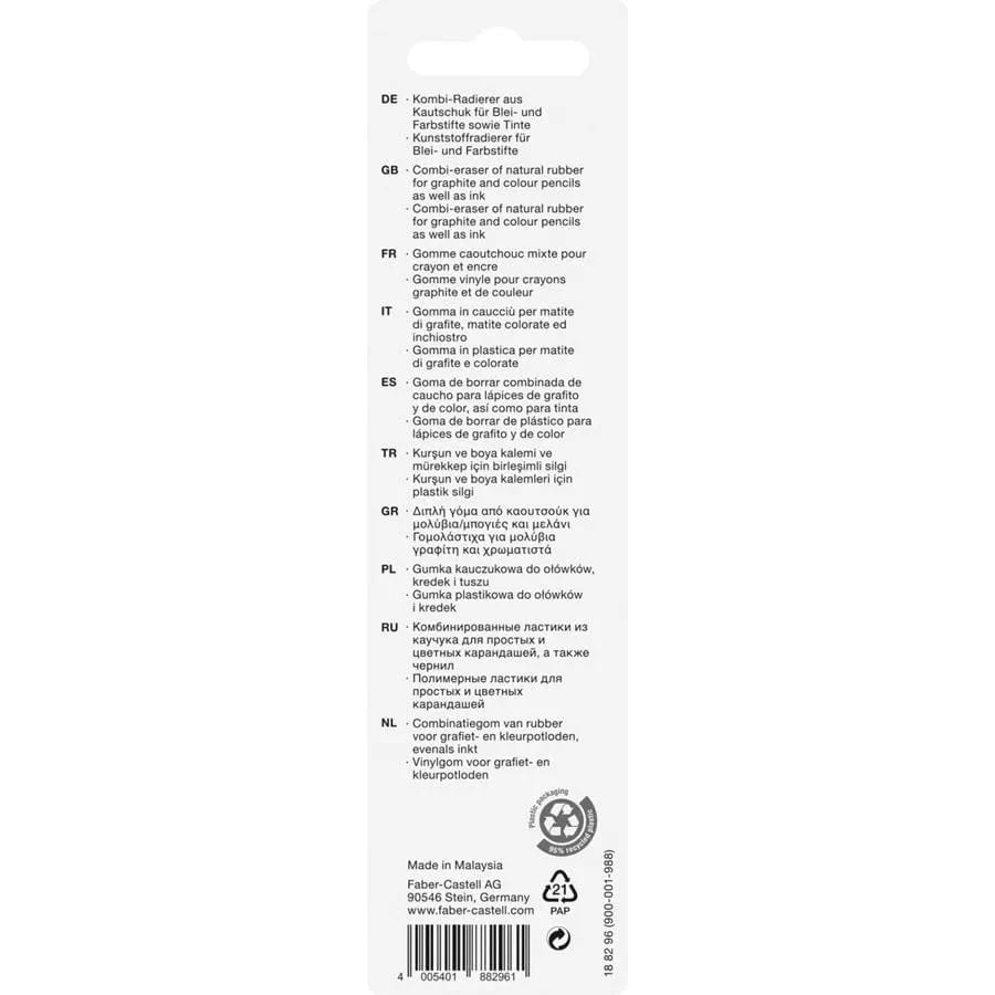 Faber Castell Dual Pack Eraser in Blister Card