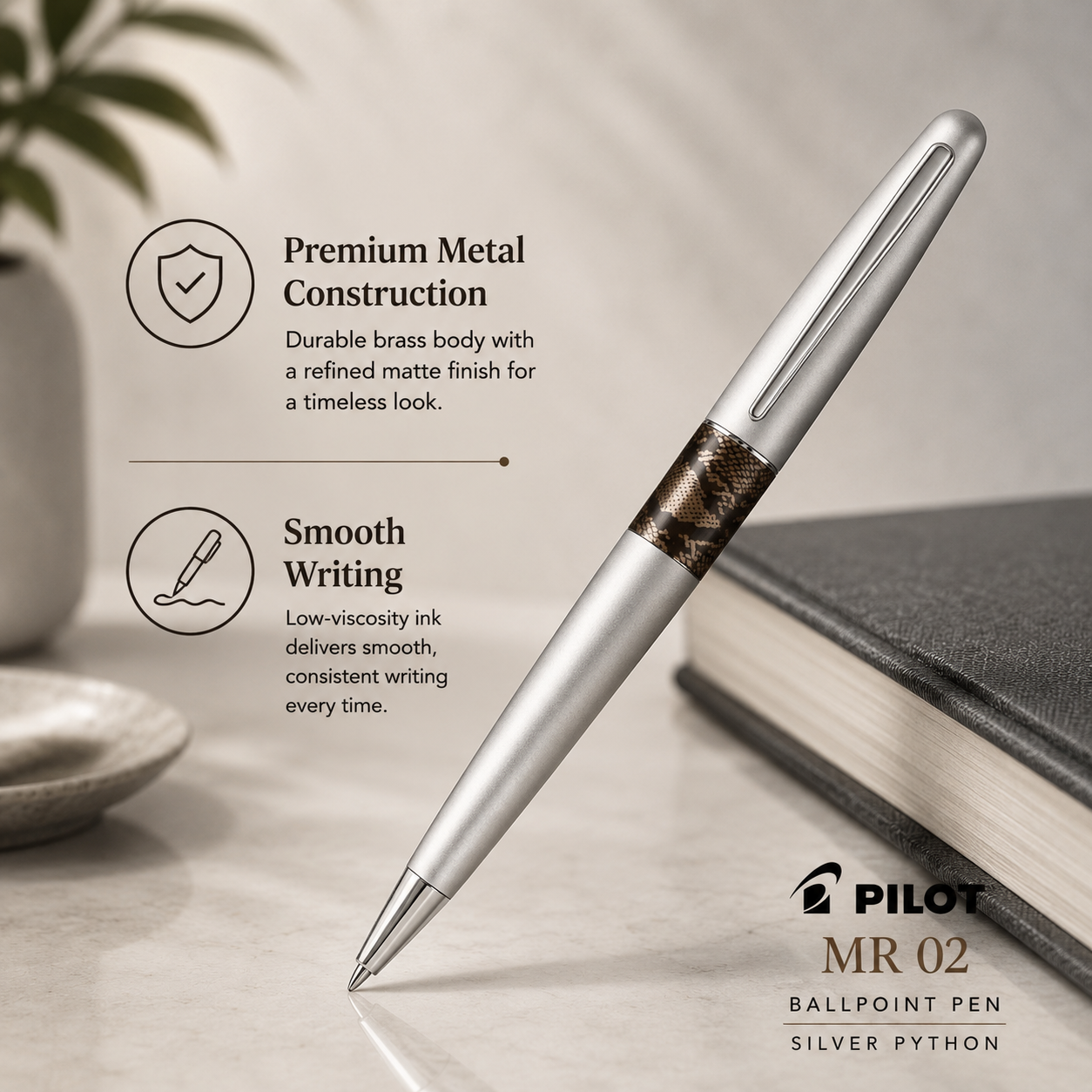 Pilot MR 02 Ballpoint Pen – Silver Python