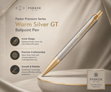 Parker Premium Series Gold Trim Silver Ballpoint Pen