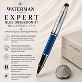 Waterman Expert Blue Obsession ST Rollerball Pen – Premium Writing Instrument