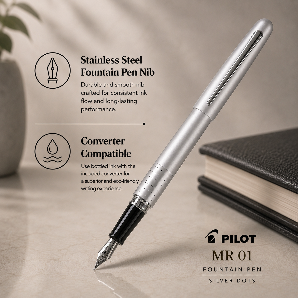 Pilot MR 01 Fountain Pen – Silver Dots