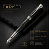 Parker Duofold Prestige Fountain Pen – Black Chevron CT | Luxury Writing Instrument
