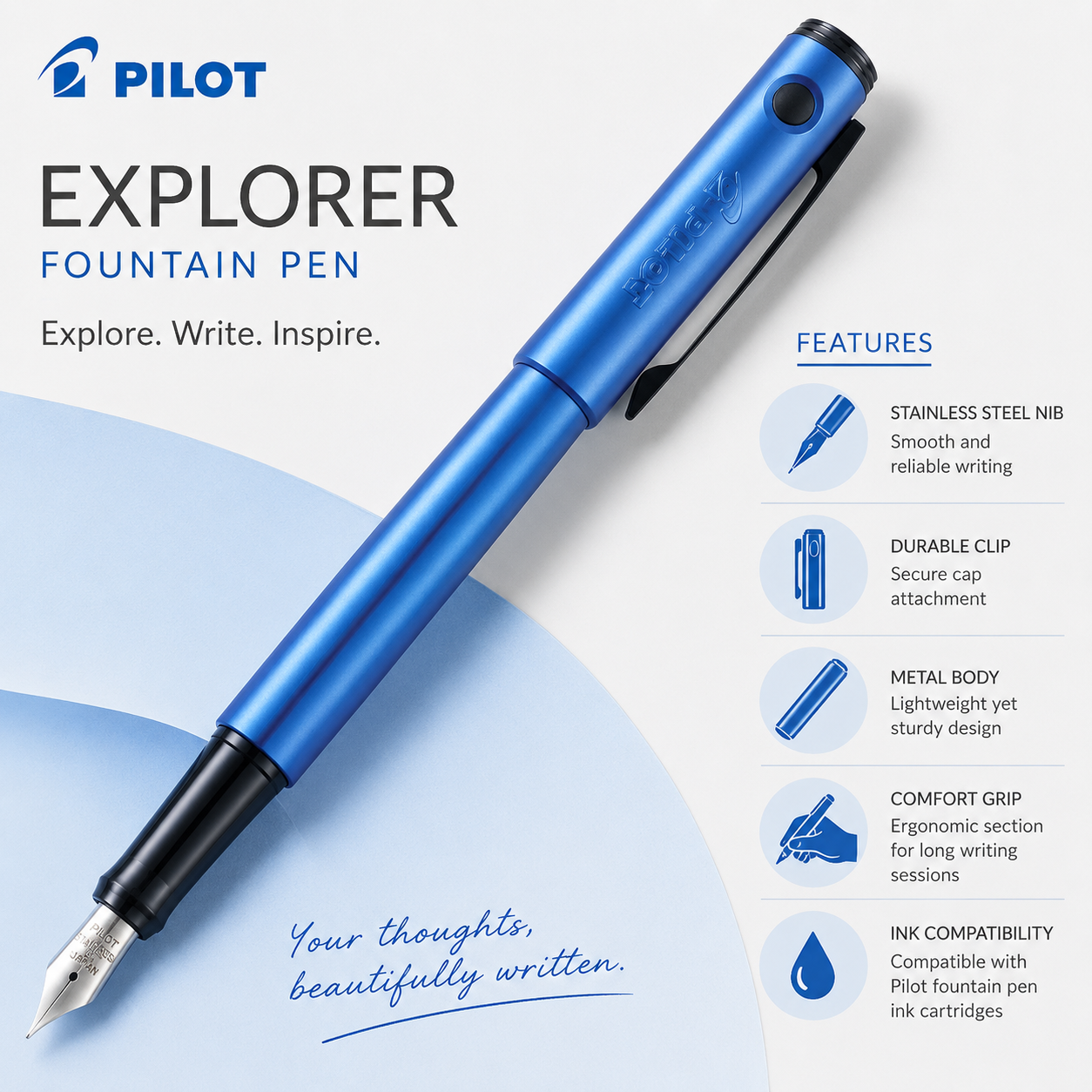 Pilot Explorer 2 Fountain Pen – Blue