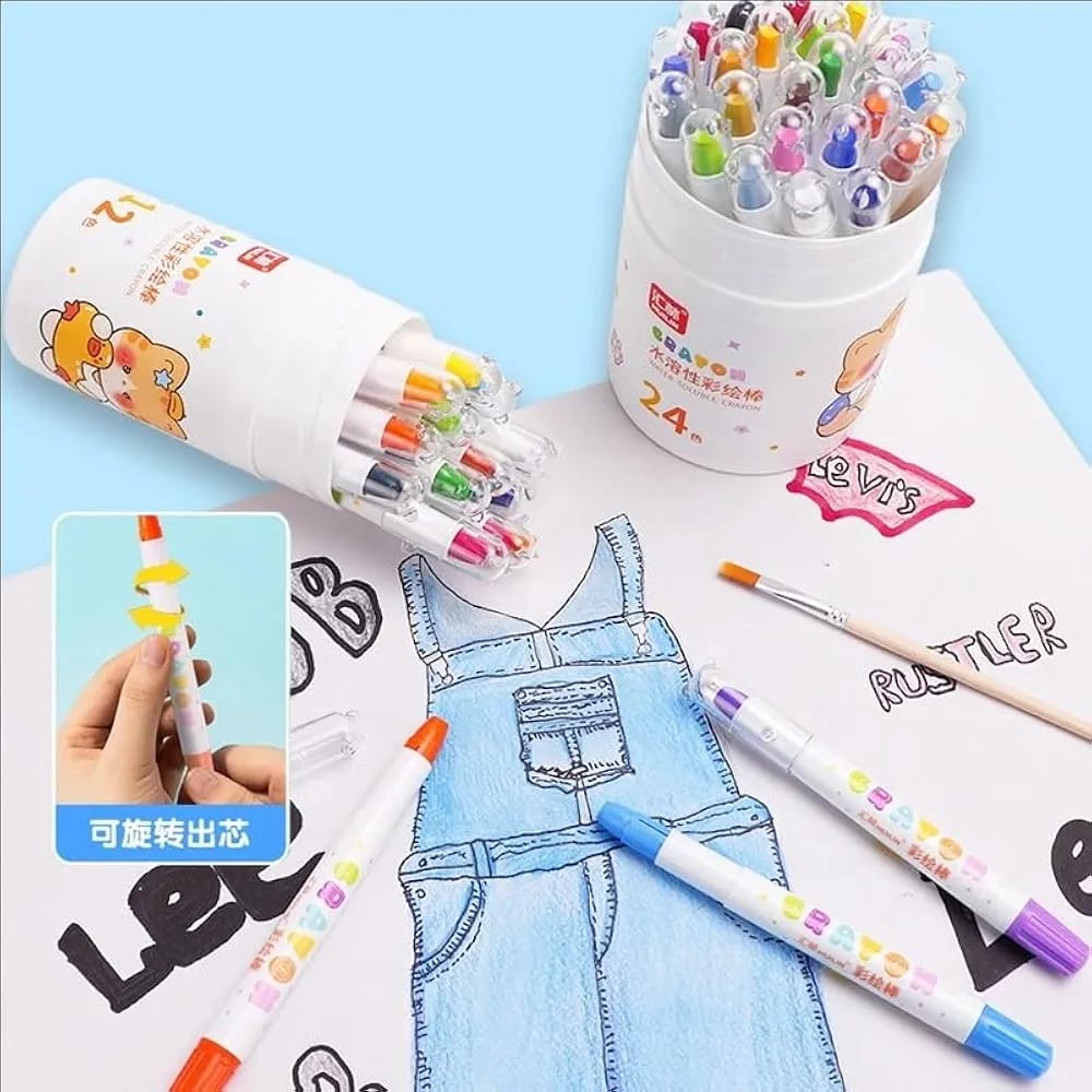 DEOXY Silky 36-Color Washable Crayons for Kids – Non-Toxic Lipstick Crayons