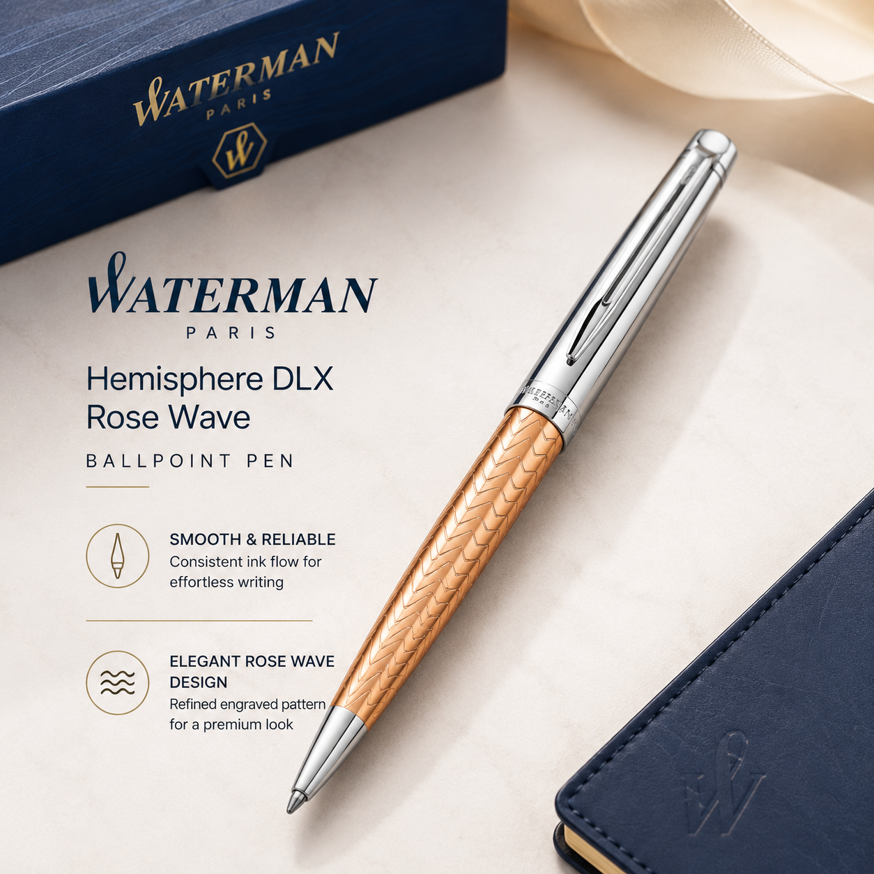Waterman Hémisphère Deluxe Rose Wave CT Ballpoint Pen