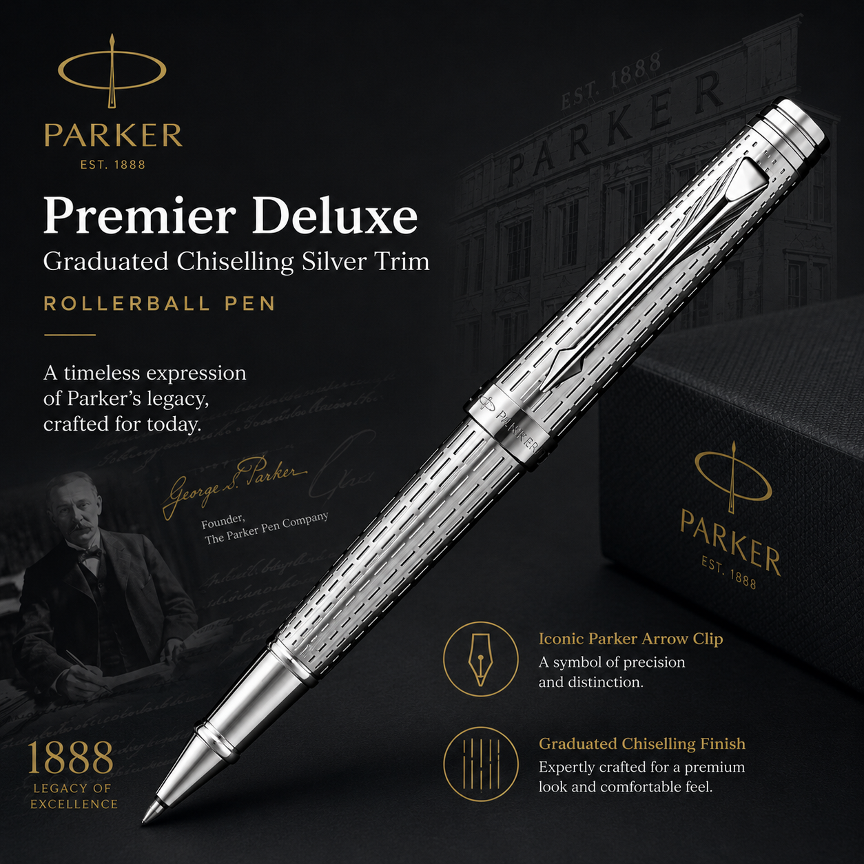 Parker IM Deluxe Graduated Chiselling Rollerball Pen