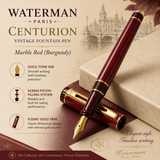 Waterman Centurion Marble Red Fountain Pen – Screw Converter Fill