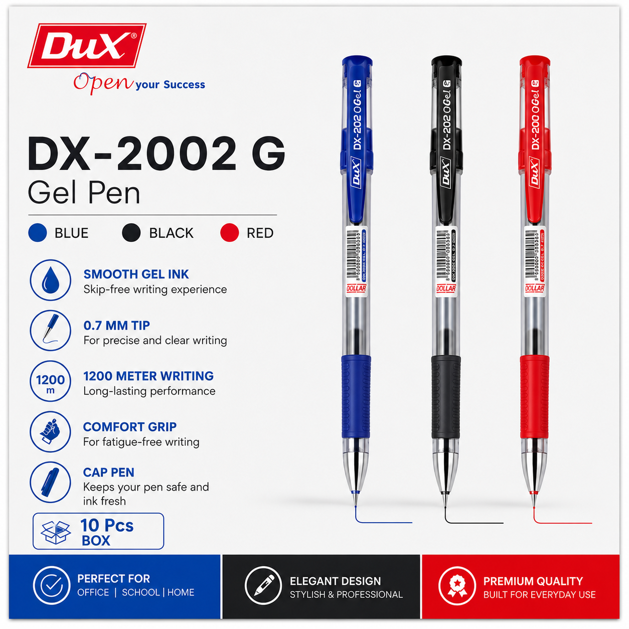 Dux DX-2002 G Gel Pen – Box of 10