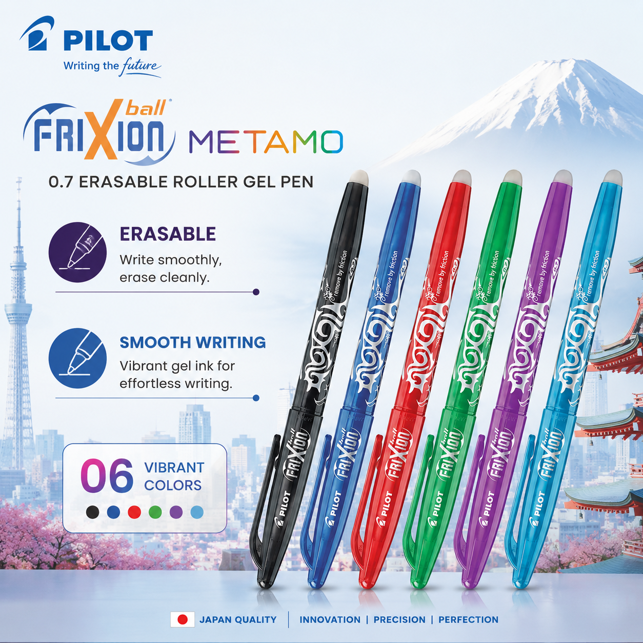 Pilot FriXion Ball Metamo Erasable Gel Pen – 0.7mm