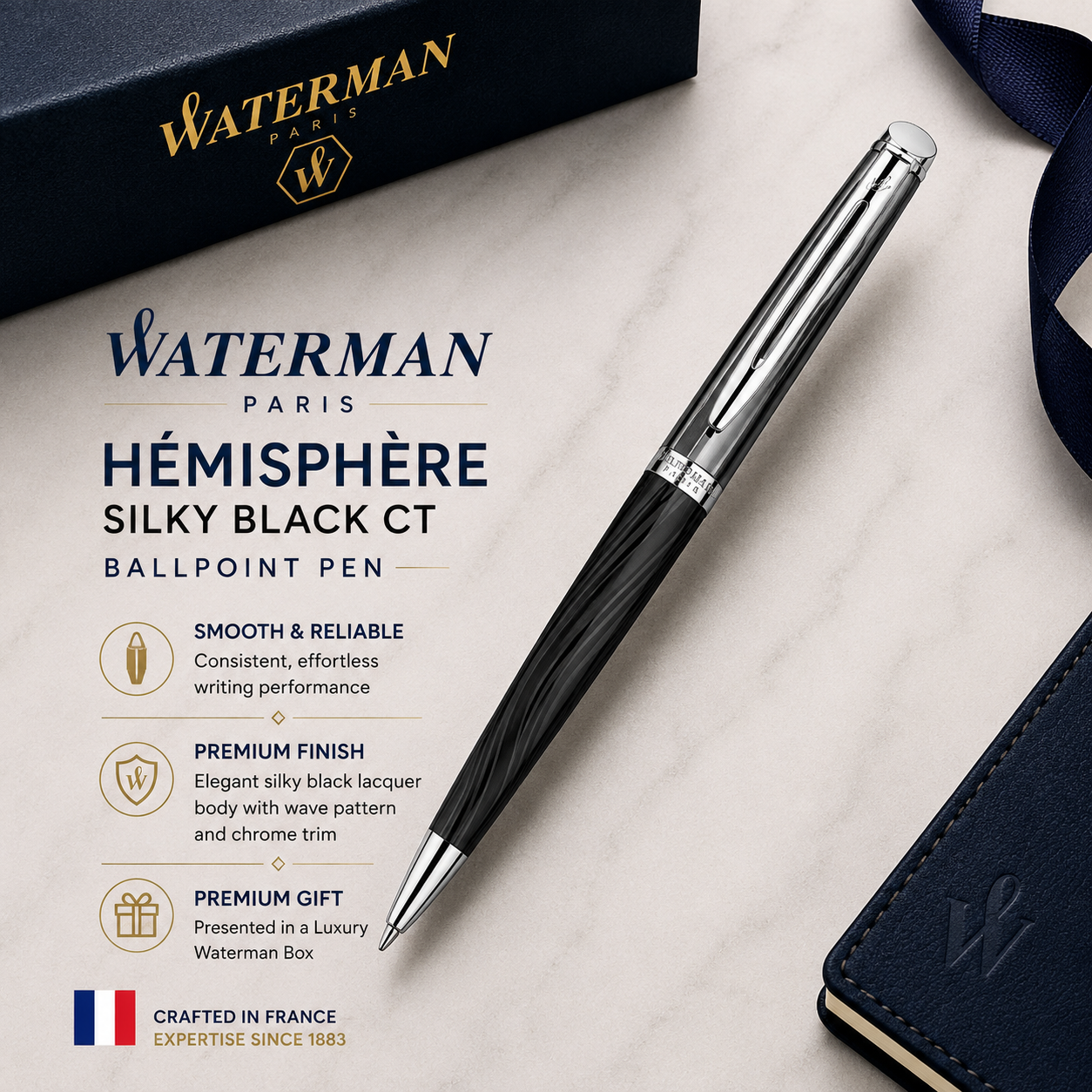 Waterman Hémisphère Ballpoint Pen – Silky Black CT