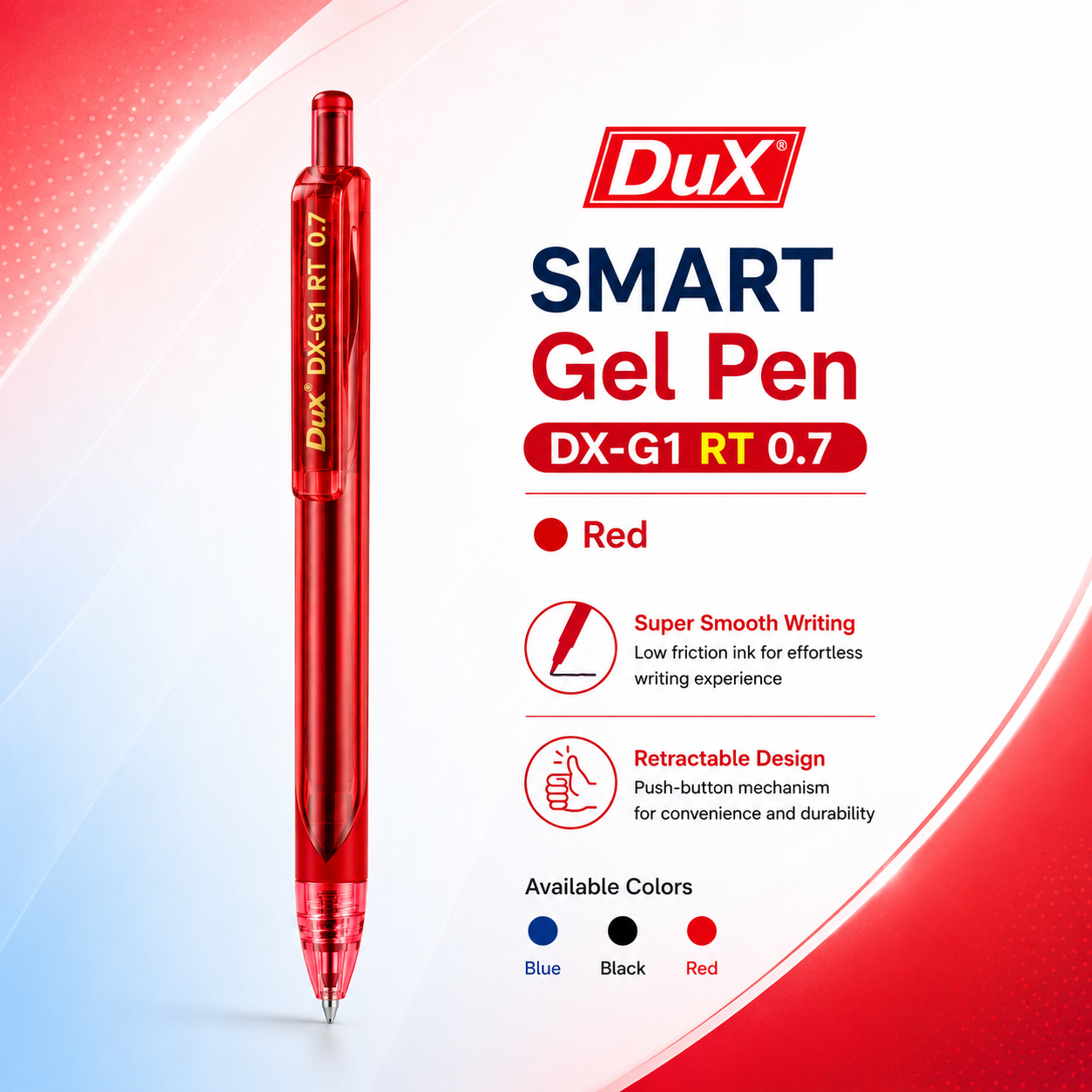 Dux Smart Cool Gel Pen DX-G-1 RT — Retractable (Box of 6/12)
