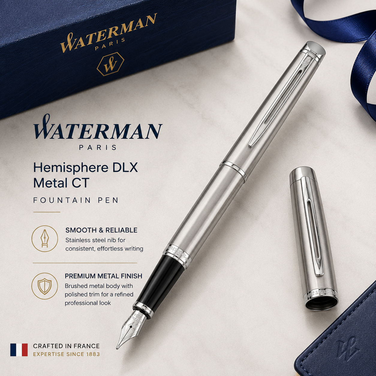 Waterman Hémisphère Deluxe Fountain Pen – Metal CT