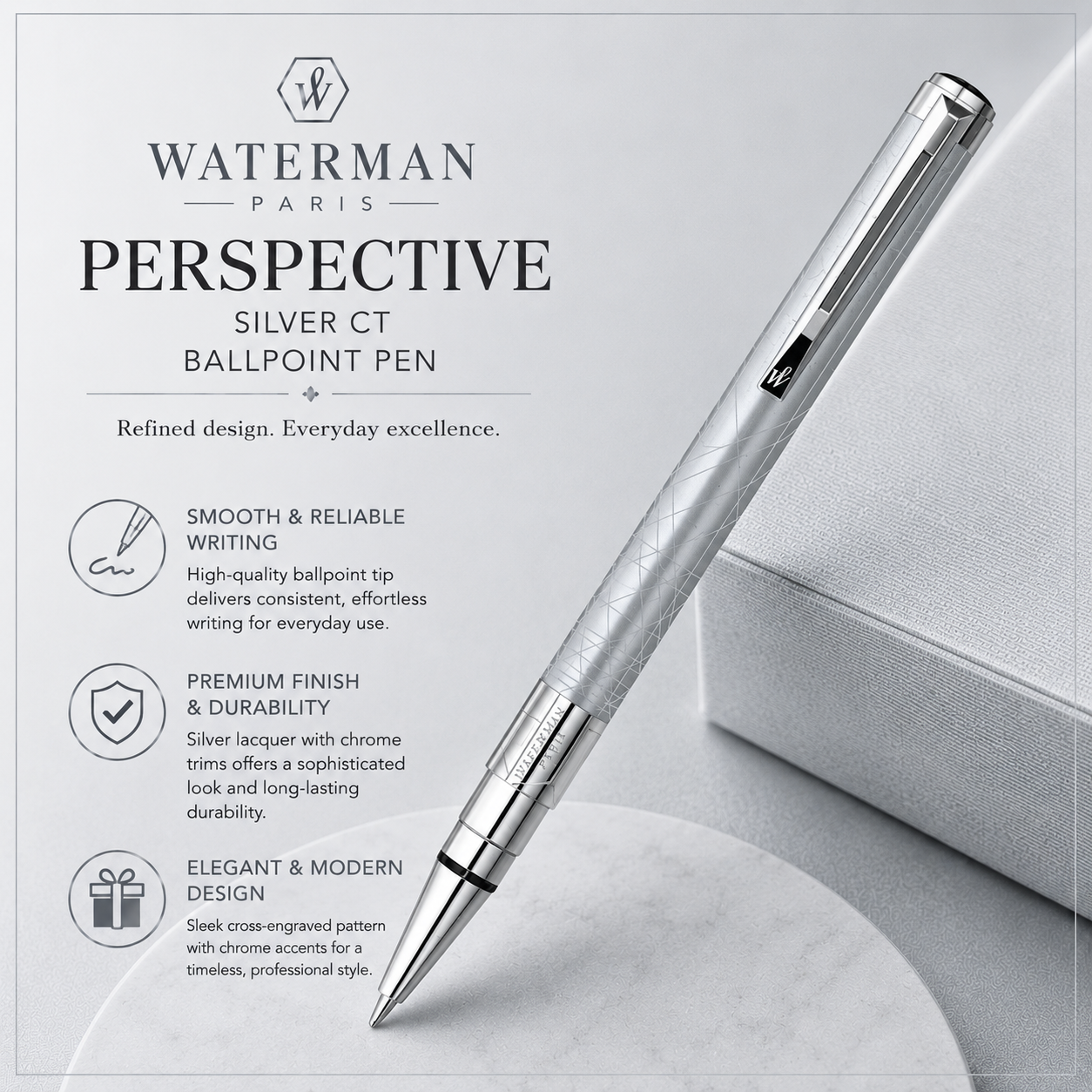 Waterman Perspective Silver CT Ballpoint Pen