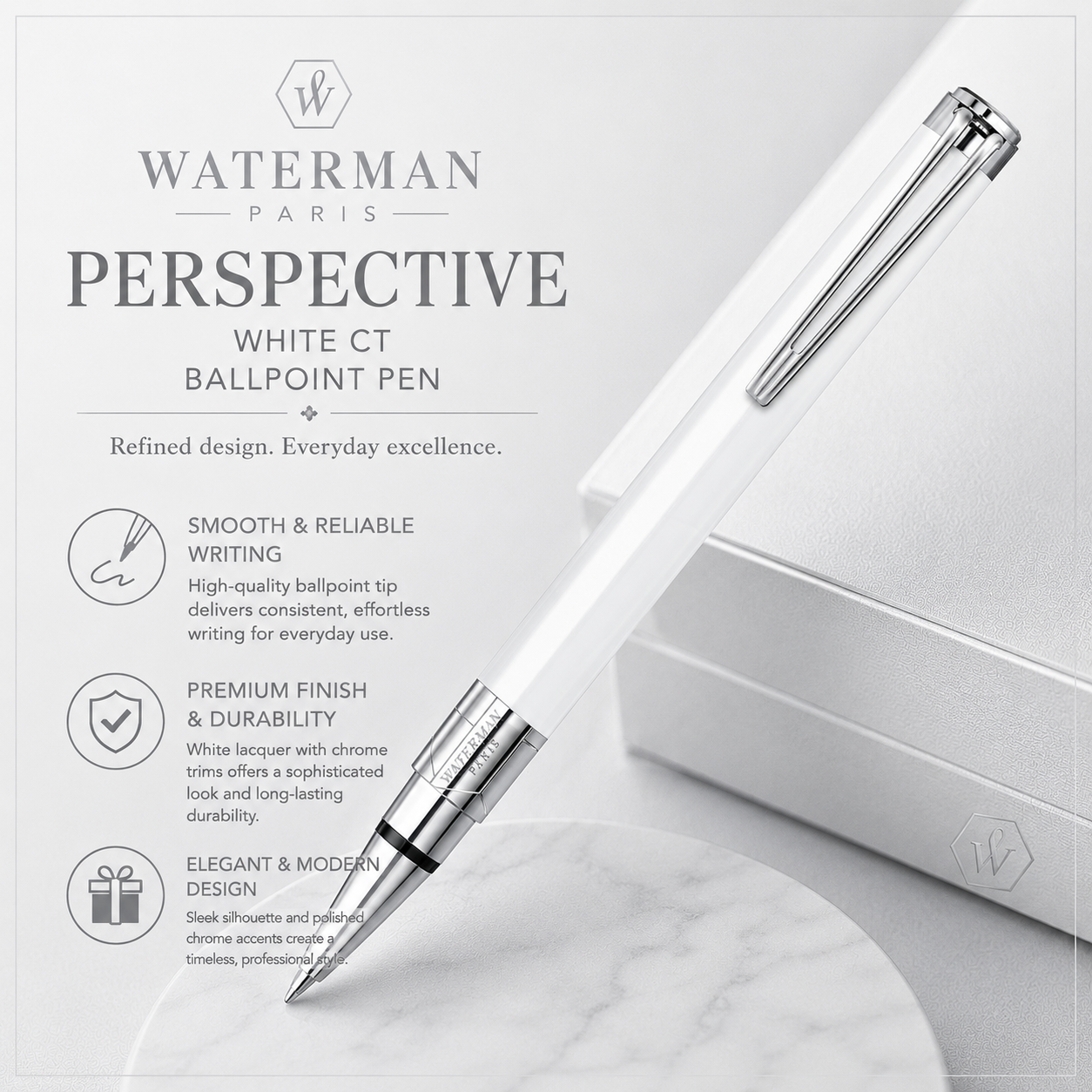 Waterman Perspective White CT Ballpoint Pen