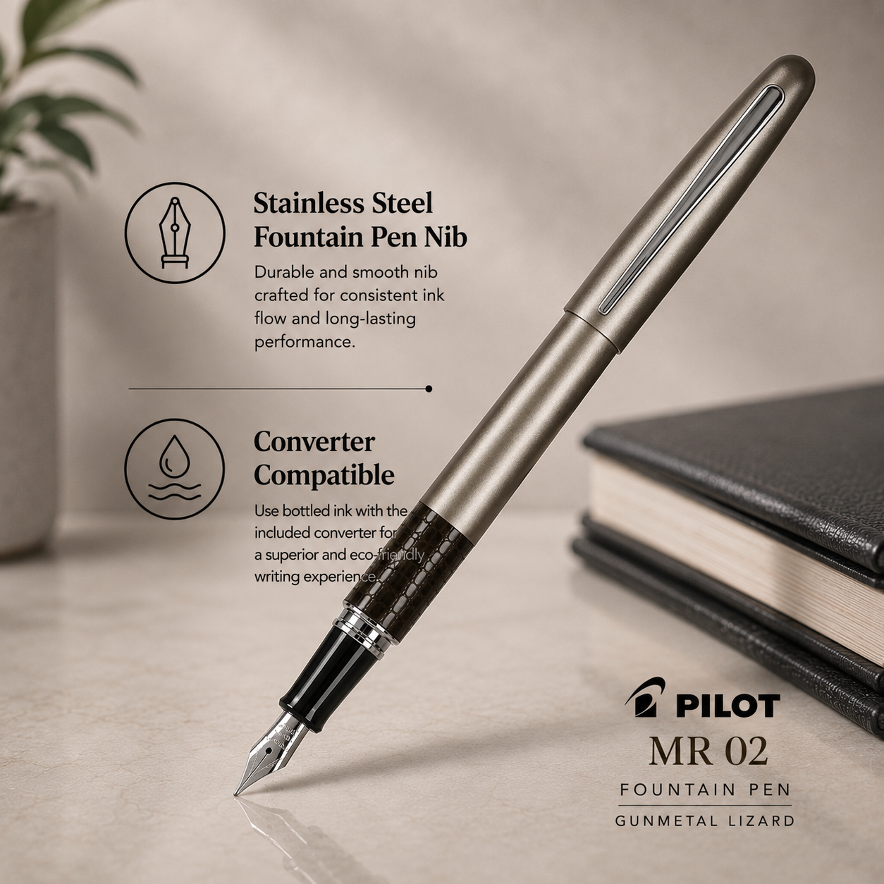 Pilot MR 02 Ballpoint Pen – Gunmetal Lizard