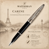 Waterman Carene Fountain Pen – Contemporary Black & Gunmetal (Medium Nib)