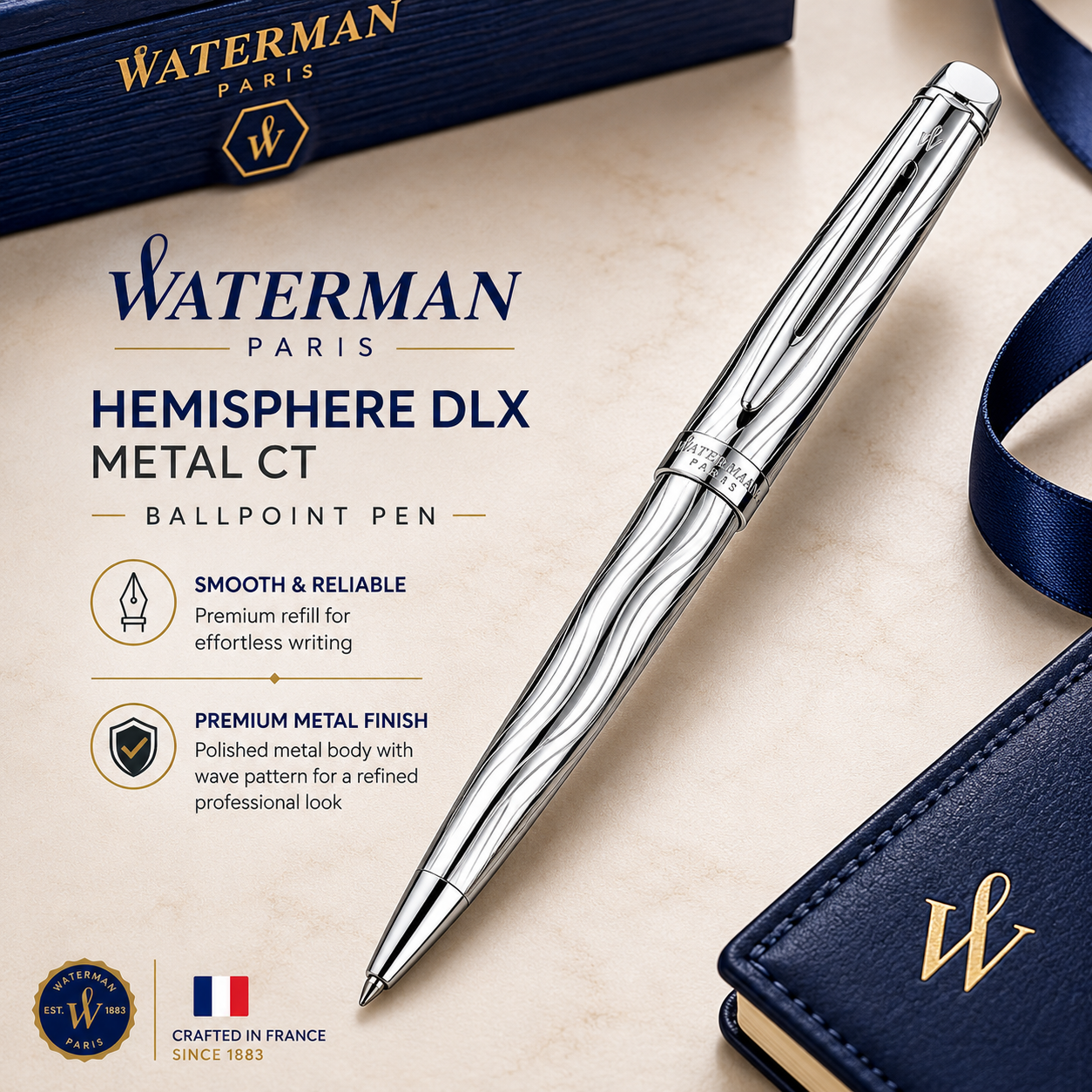 Waterman Hémisphère Deluxe Ballpoint Pen – Metal CT