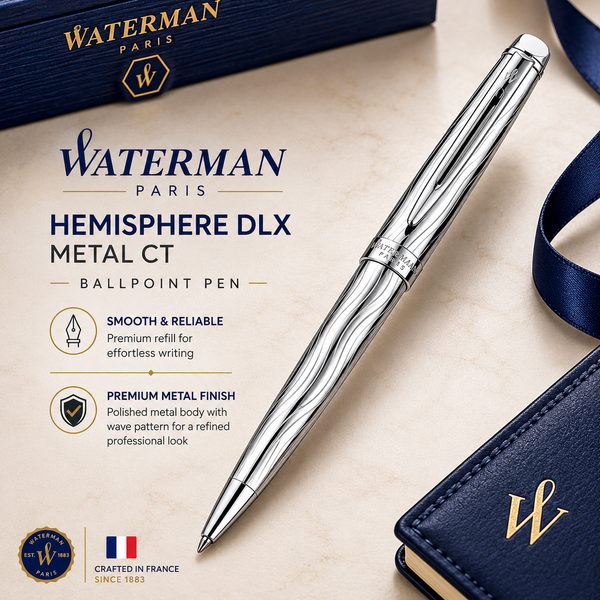 Waterman Hémisphère Deluxe ballpoint pen, metal with chrome trim