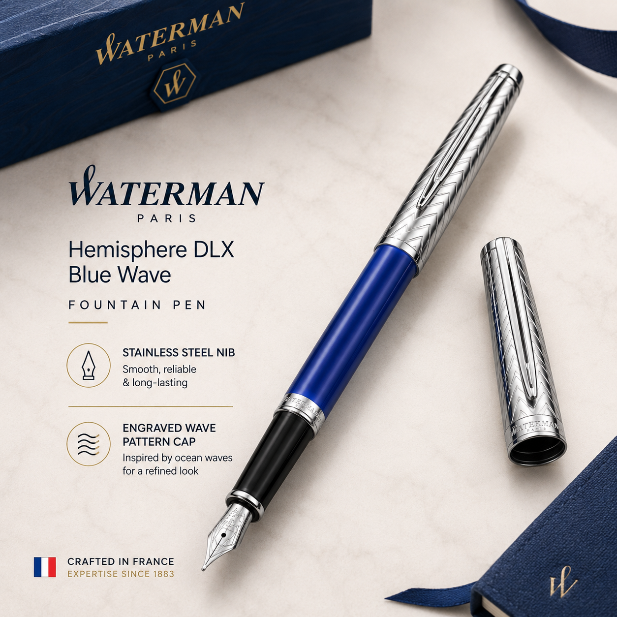 Waterman Hémisphère Deluxe Fountain Pen – Blue Wave CT