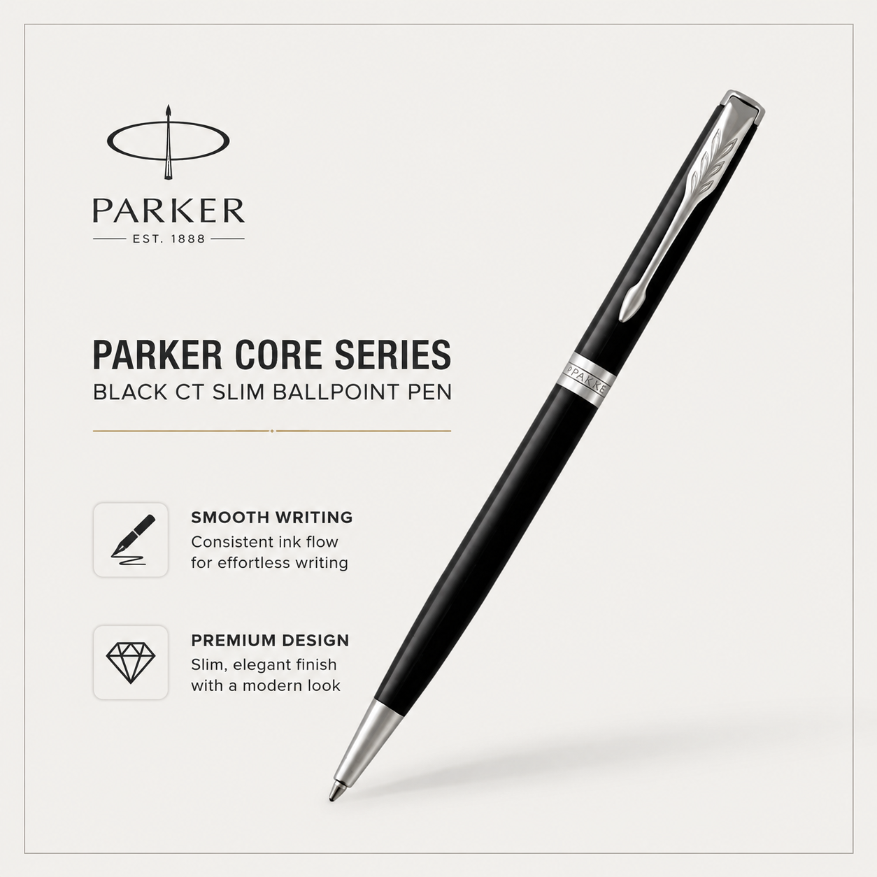 Parker Sonnet Core Series Black CT Slim Ballpoint Pen