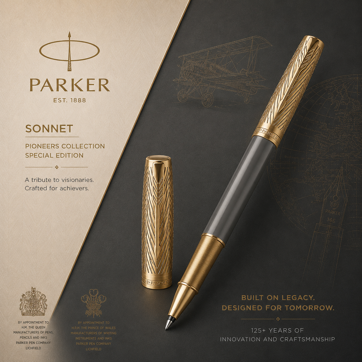 Parker Sonnet Pioneers Arrow Grey Lacquer GT Rollerball Pen