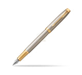 Parker IM Premium Fountain Pen – Warm Silver Champagne Diamond Pattern Gold Trim