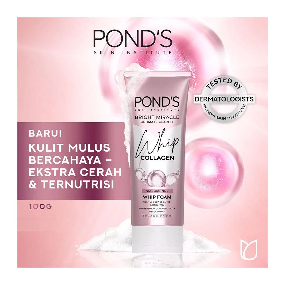 Ponds's Bright Miracle Whip Collagen Niasorcinol Whip Foam, For Oily Skin, 100g
